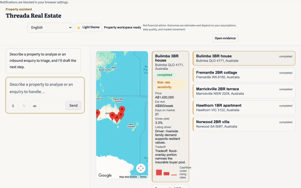 Real estate — A dedicated flagship app powered by shared Threada platform primitives.